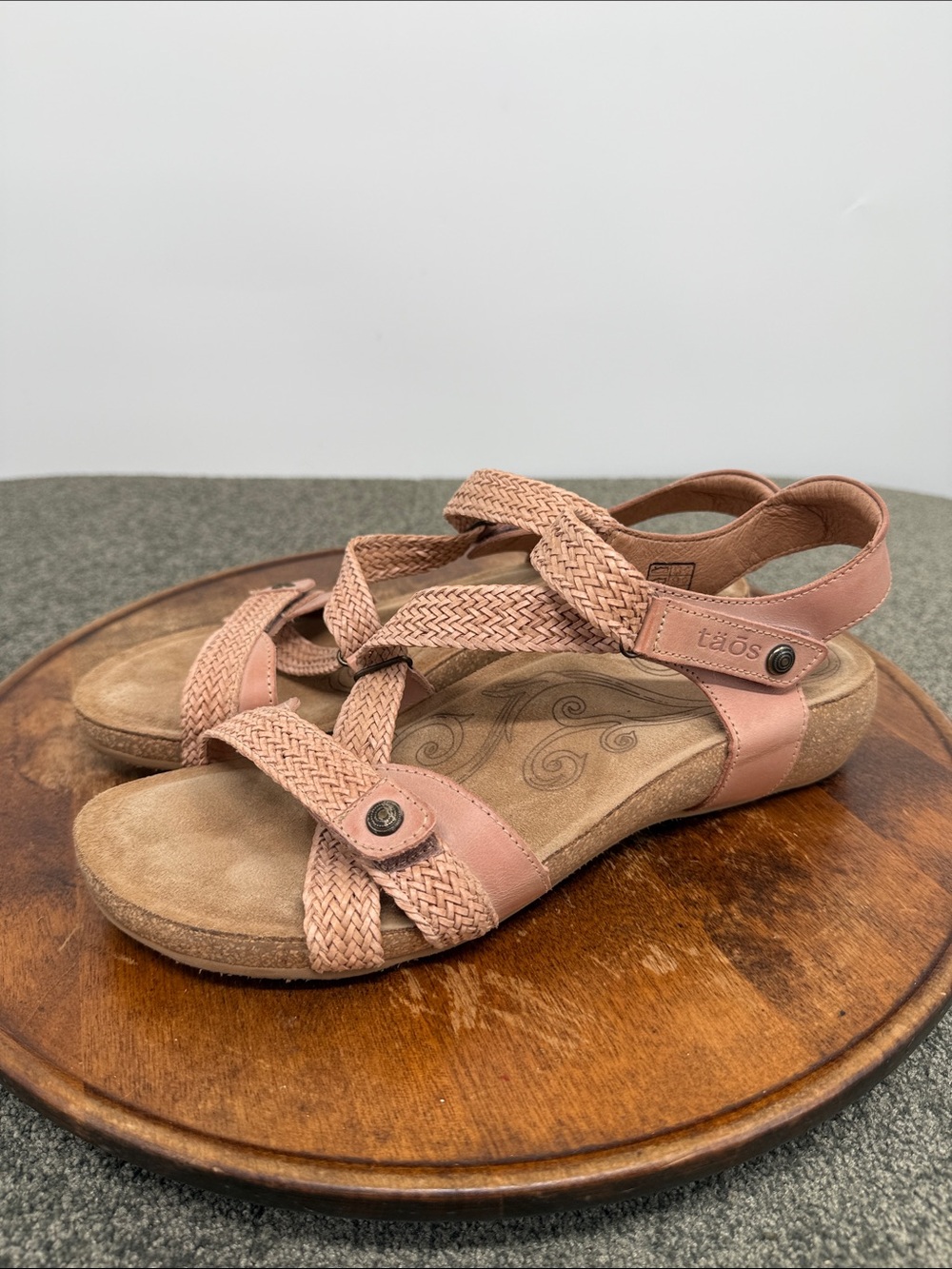 Taos Footwear Sandal Wm 43 12-12.5 Trulie Pink Leather Braided Strappy Comfort